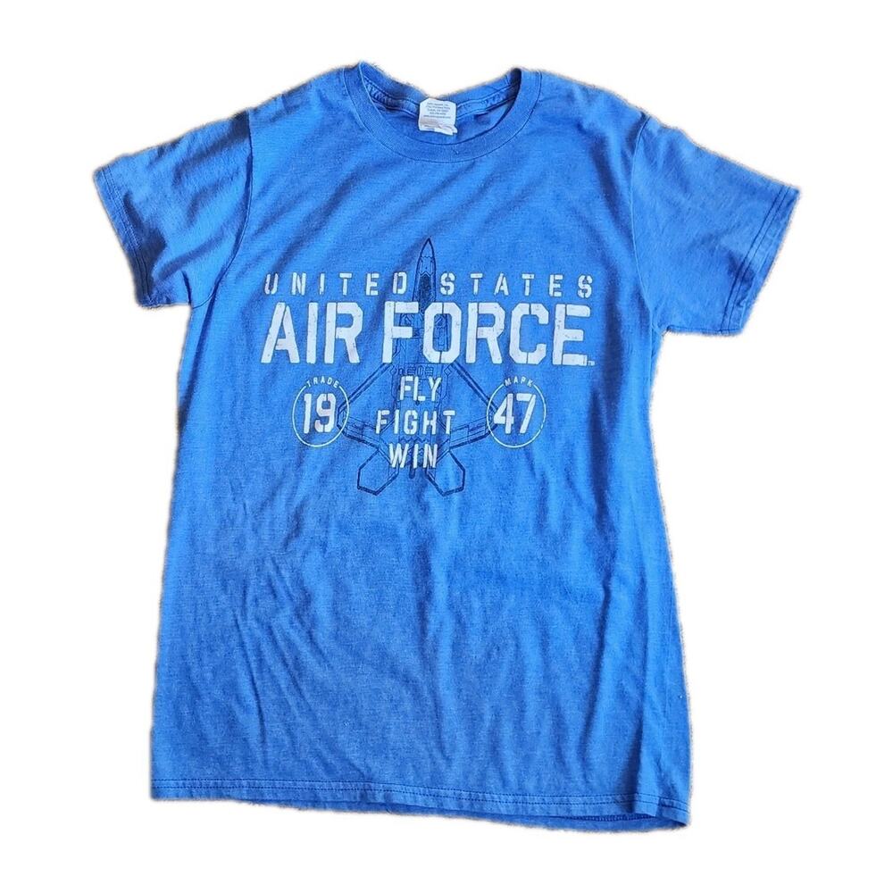 Vtg Single Stitch Delta Apparel Blue Tee United States Airforce Fly Fight Win